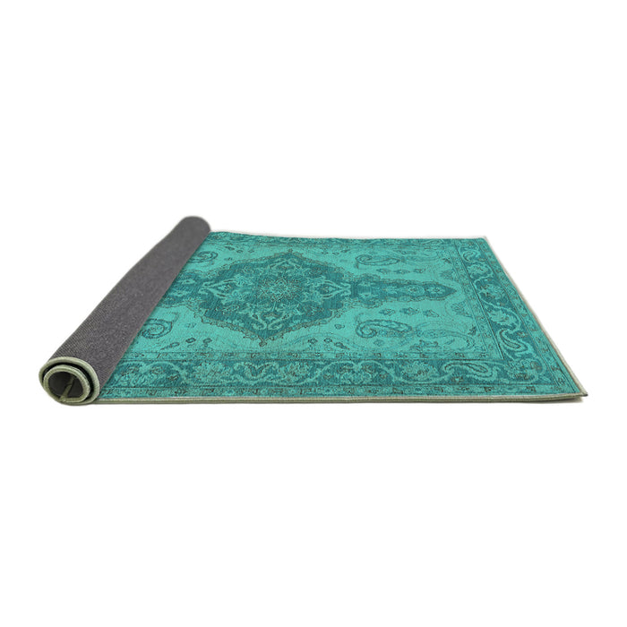 Sideview of Oriental Turquoise Traditional Rug, urb999turq