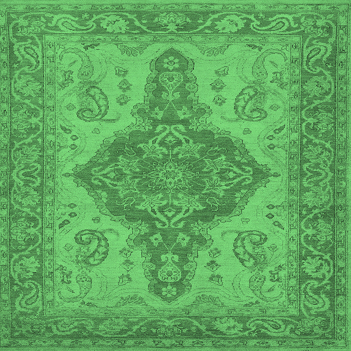 Square Oriental Emerald Green Traditional Rug, urb999emgrn
