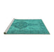 Sideview of Machine Washable Oriental Turquoise Traditional Area Rugs, wshurb999turq