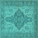 Square Oriental Turquoise Traditional Rug, urb999turq