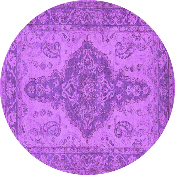 Round Machine Washable Oriental Purple Traditional Area Rugs, wshurb999pur