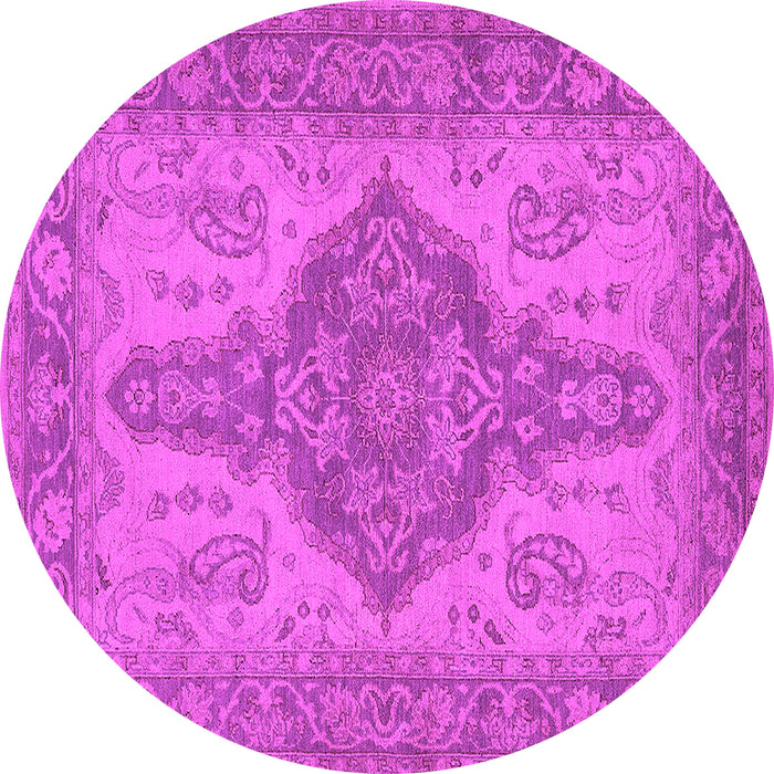 Round Machine Washable Oriental Pink Traditional Rug, wshurb999pnk