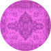 Round Machine Washable Oriental Pink Traditional Rug, wshurb999pnk