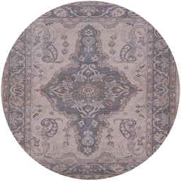 Round Machine Washable Industrial Modern Mauve Taupe Purple Rug, wshurb999