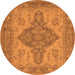 Round Oriental Orange Traditional Rug, urb999org