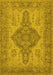 Machine Washable Oriental Yellow Traditional Rug, wshurb999yw