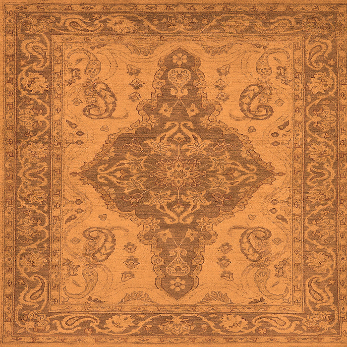 Square Oriental Orange Traditional Rug, urb999org