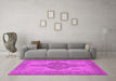 Machine Washable Oriental Pink Traditional Rug in a Living Room, wshurb999pnk