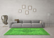 Machine Washable Oriental Green Traditional Area Rugs in a Living Room,, wshurb999grn