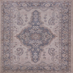 Square Machine Washable Industrial Modern Mauve Taupe Purple Rug, wshurb999
