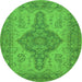 Round Oriental Green Traditional Rug, urb999grn