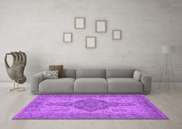 Machine Washable Oriental Purple Traditional Area Rugs in a Living Room, wshurb999pur