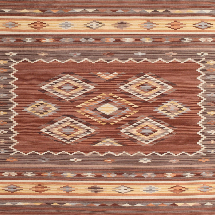 Square Contemporary Tangerine Pink Southwestern Rug, con1001