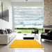 Square Contemporary Deep Yellow Modern Rug in a Living Room, con1002