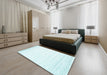 Contemporary Light Slate Blue Modern Rug in a Bedroom, con1004