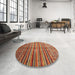 Round Machine Washable Contemporary Peru Brown Rug in a Office, wshcon1005