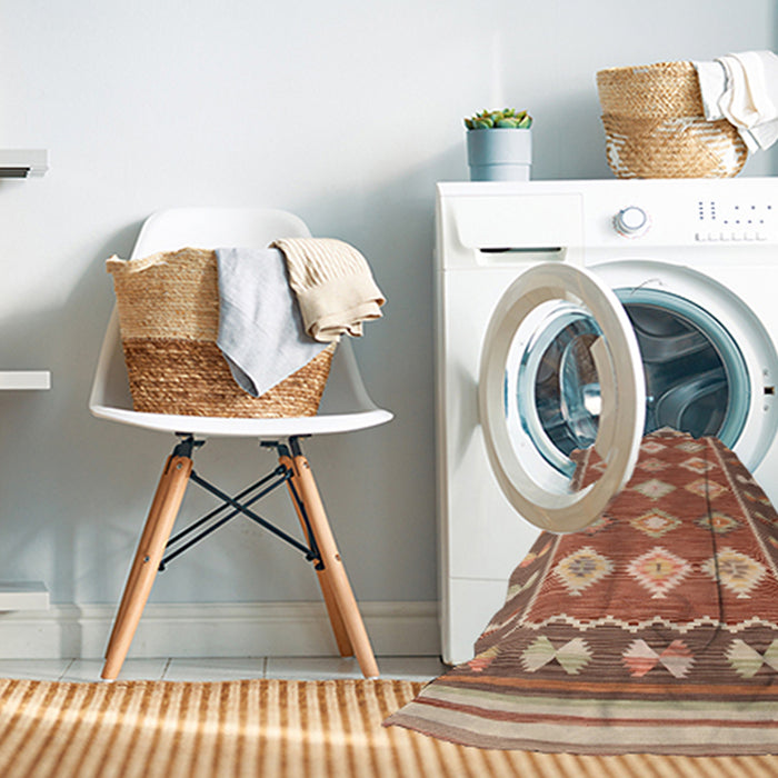 Machine Washable Contemporary Sandy Brown Rug in a Washing Machine, wshcon1006