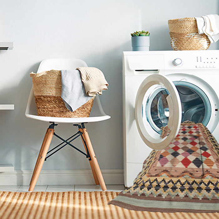 Machine Washable Contemporary Sienna Brown Rug in a Washing Machine, wshcon1007