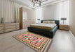 Contemporary Sienna Brown Modern Rug in a Bedroom, con1007