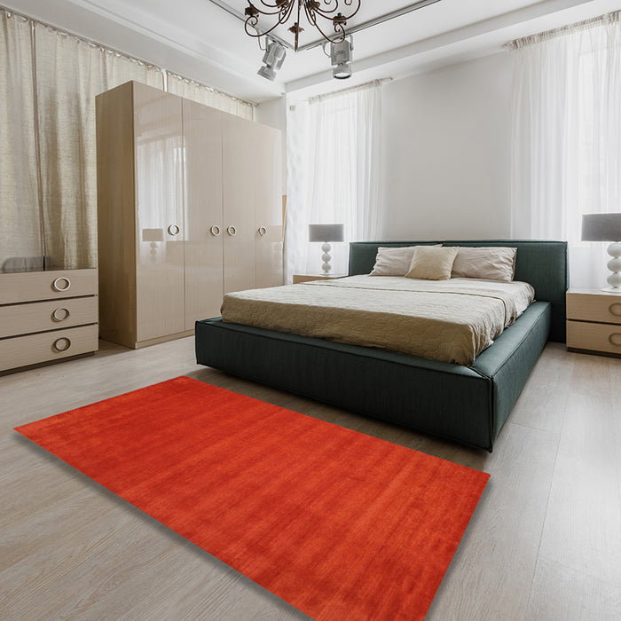 Machine Washable Contemporary Red Rug in a Bedroom, wshcon100
