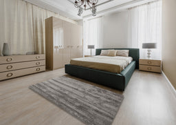Contemporary Carbon Gray Modern Rug in a Bedroom, con1010