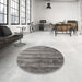 Round Contemporary Carbon Gray Modern Rug in a Office, con1010