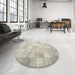 Round Machine Washable Contemporary Desert Sand Beige Rug in a Office, wshcon1012