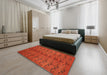 Contemporary Neon Red Modern Rug in a Bedroom, con1013