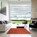 Square Machine Washable Contemporary Neon Red Rug in a Living Room, wshcon1013