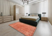 Contemporary Orange Red Modern Rug in a Bedroom, con1014