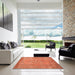Square Machine Washable Contemporary Orange Red Rug in a Living Room, wshcon1015