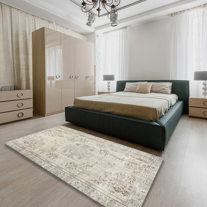 Machine Washable Contemporary Sage Green Rug in a Bedroom, wshcon1016