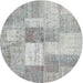 Sideview of Contemporary Gunmetal Gray Patchwork Rug, con1019