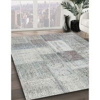 Contemporary Gunmetal Gray Patchwork Rug, con1019