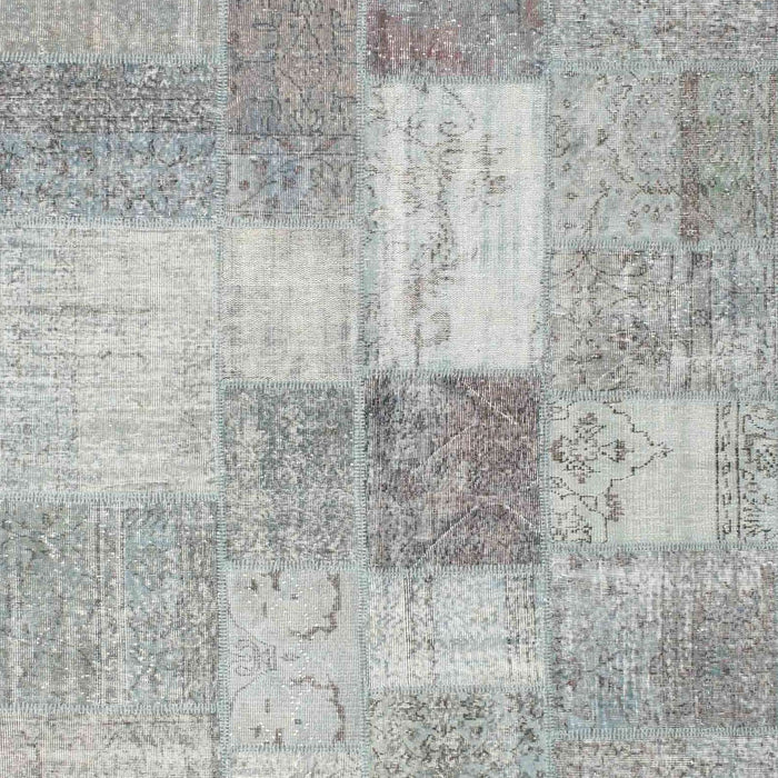 Contemporary Gunmetal Gray Patchwork Rug, con1019