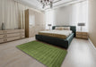 Contemporary Seaweed Green Modern Rug in a Bedroom, con101