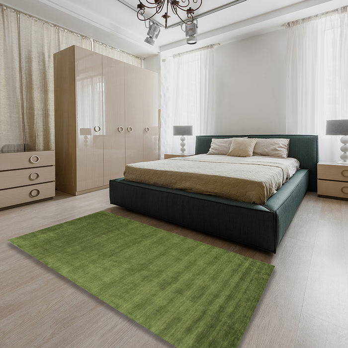Machine Washable Contemporary Seaweed Green Rug in a Bedroom, wshcon101