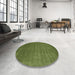 Round Machine Washable Contemporary Seaweed Green Rug in a Office, wshcon101