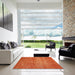 Square Machine Washable Contemporary Neon Orange Rug in a Living Room, wshcon1020