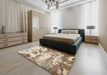 Machine Washable Contemporary Dark Gold Brown Rug in a Bedroom, wshcon1021