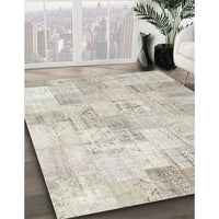 Contemporary Sage Green Patchwork Rug, con1022