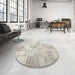Round Machine Washable Contemporary Sage Green Rug in a Office, wshcon1022