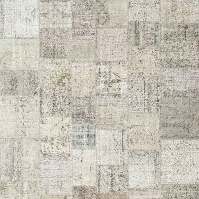 Contemporary Sage Green Patchwork Rug, con1022