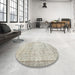 Round Contemporary Camel Brown Modern Rug in a Office, con1023