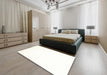 Contemporary Ivory White Solid Rug in a Bedroom, con1024