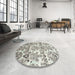 Round Machine Washable Contemporary Army Brown Rug in a Office, wshcon1029