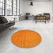Round Machine Washable Contemporary Orange Red Rug in a Office, wshcon102