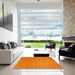 Square Contemporary Orange Red Modern Rug in a Living Room, con102