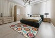 Contemporary Reddish Brown Southwestern Rug in a Bedroom, con1030