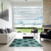 Square Machine Washable Contemporary Green Rug in a Living Room, wshcon1032